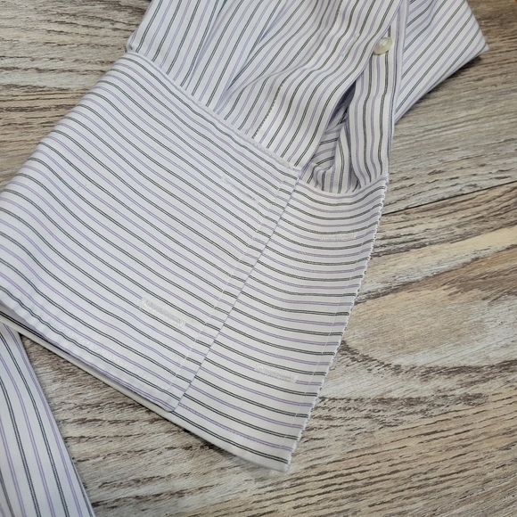 Jos A Bank dress shirt Men's Size 17 purple And Black Striped - Picture 4 of 6